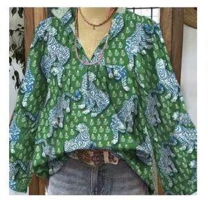 Green Zebra Print Women's Top
